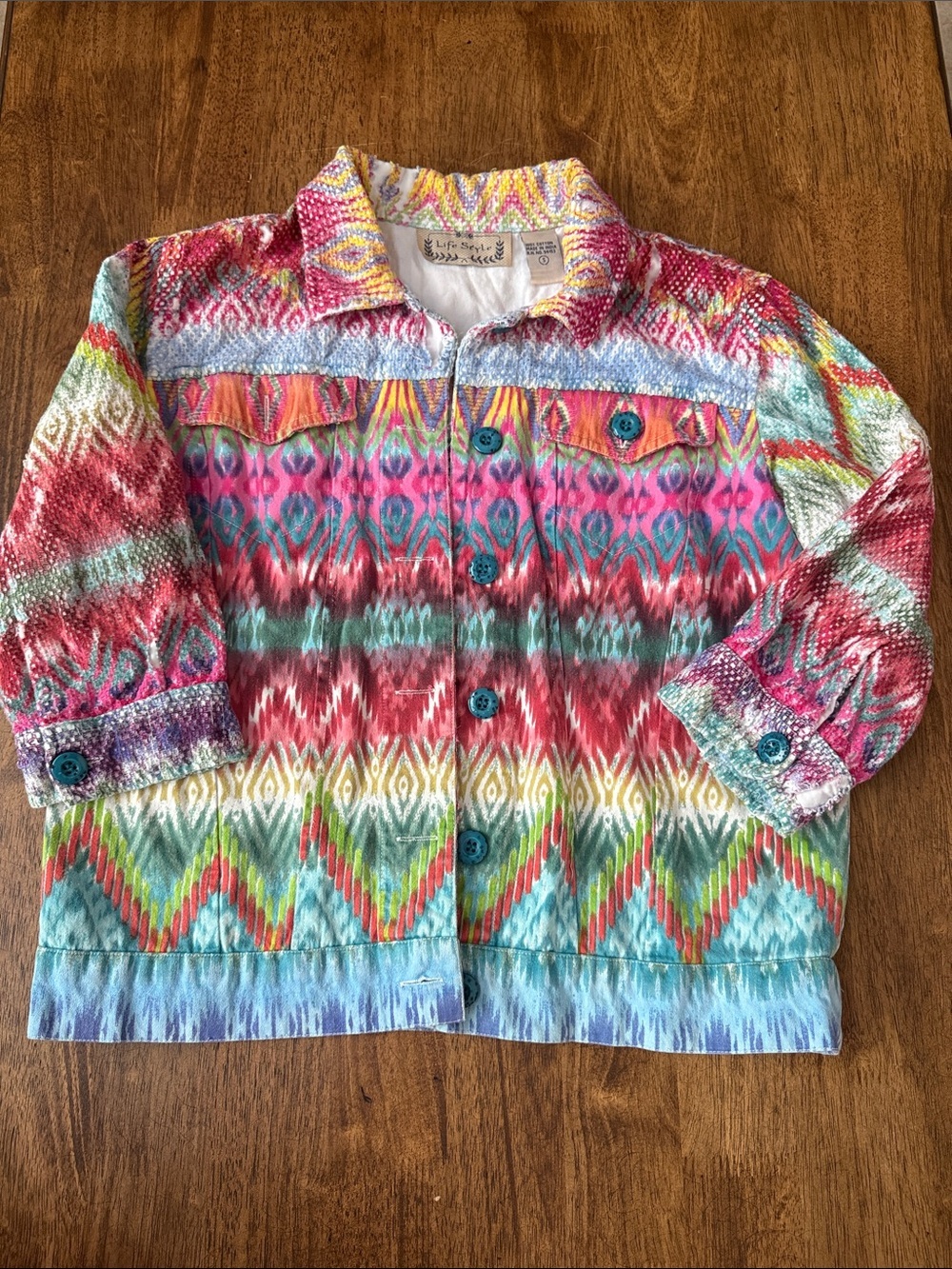 Life Style Multi-Colored Patterned Jacket Size S